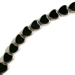 As Low As $2 Silver Edged Jet Window Cut Heart Beads 10mm x 10mm x 4mm (20)